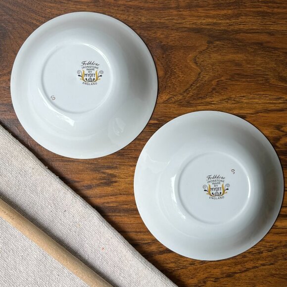 Folklore Ironstone ware by Myott England 2 Cereal Bowls 6,5" Brown Flowers - Picture 10 of 13